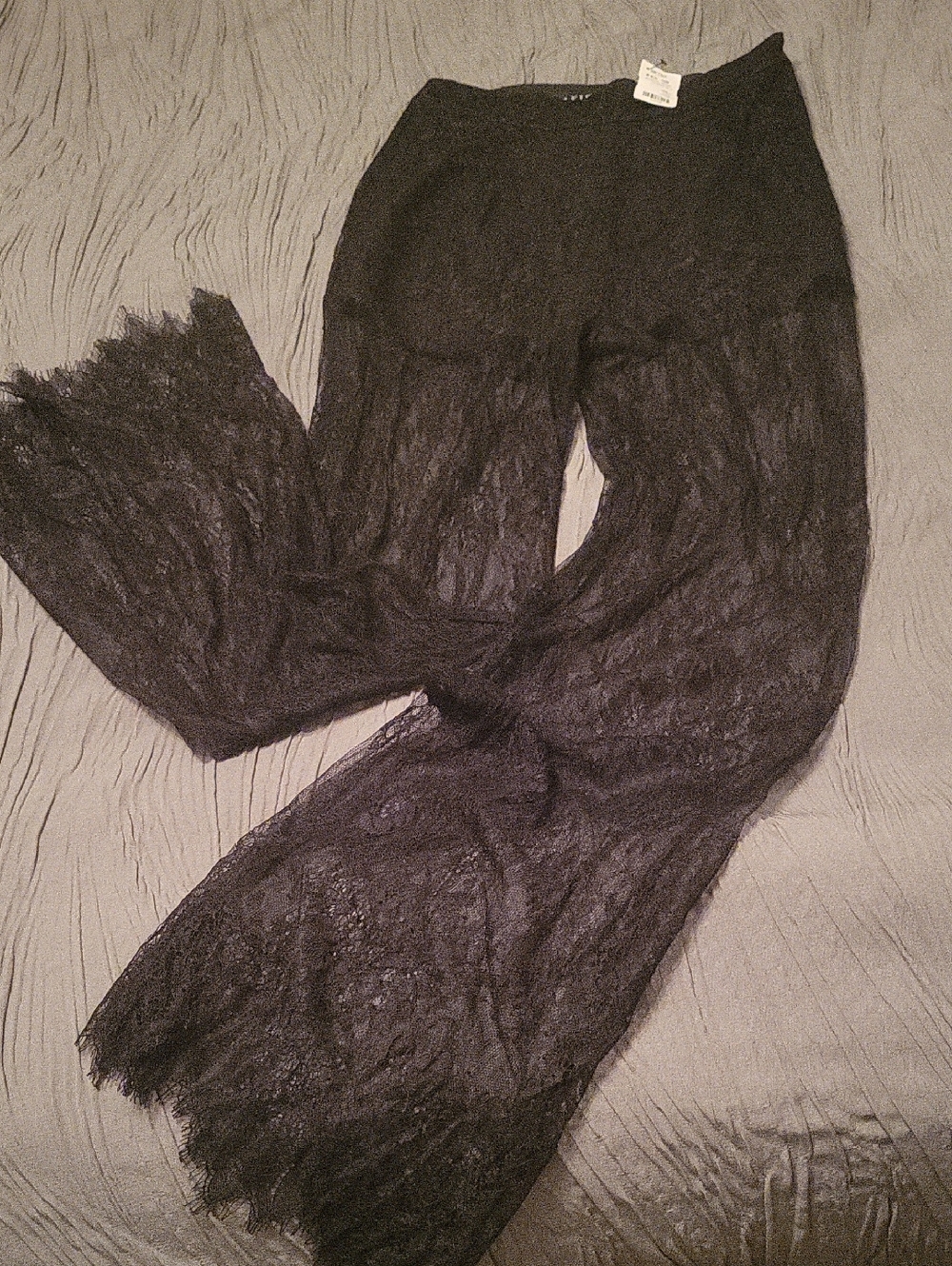 NWT AKIRA Black Lace Trim High-Waist Pants. Festivals Clubs Parties Sexy